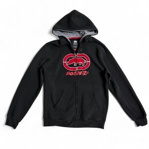 Vintage Y2K Ecko Unltd Full Zip Logo Hoodie Red and Black Men's Hoodie